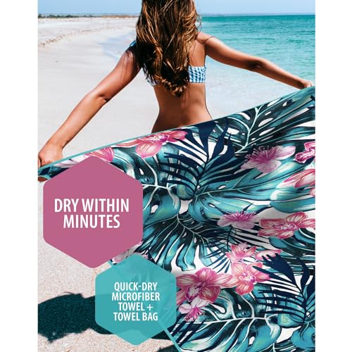 VENTURE 4TH Microfiber Beach Towel: Quick-Dry, Compact, Sand-Free, Absorbent, Sandproof and Lightweight - Perfect for Camping, Beach, and Roadtrips (Blue Lagoon Design | 35x78 inches) - color: Blue Lagoon, size: Extra Large (78" x 35")