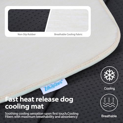 Cooling Dog Mat Q-Max>0.5 - Rapid Cooling Tech, Thin Breathable Crate Pad, Portable Washable Summer Mat, Chill Soothing Fabric - 30"x20" Medium Dog, Dark Beige - color: Dark Beige, size: 30"L x 20"W x 0.8"H