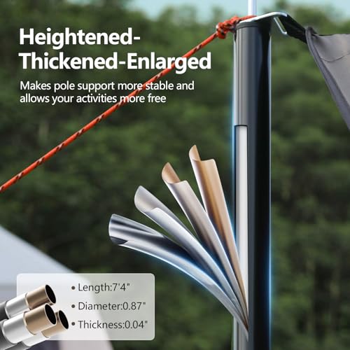 Camping Tarp with Poles & Retainer,15x12.5FT Large Waterproof 210D Oxford Cloth Camping Canopy, Anti-UV UPF100+ Tent Tarp Car Awning for Outdoor, Picnic, Hammock, Car, Backpacking (Khaki)