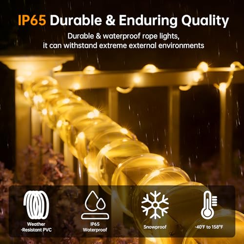 Solar Roep Lights for Outside, 2 Packs Total 66ft 200 LED Solar String Light with 8 Modes, Waterproof Solar Outdoor Light for Patio Garden Party Tree Proch Pool Holiday Xmas Decor-Warm White - color: Warm White, size: 2x33ft