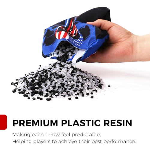Professional Tournament Cornhole Bags Set of 8 Regulation 6”x6”, 15–16 oz | Dual-Sided Slick & Stick | Quad-Stitched Durability | Premium Resin Fill | Includes Carry Bag