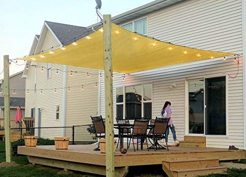 Rectangle Sun Shade Sail Canopy, 6' x 8' Patio Shade Cloth Outdoor Cover - Sunshade Fabric Awning Shelter for Pergola Backyard Garden Carport (Sand) - color: Sand, size: 6' x 8' Rectangle