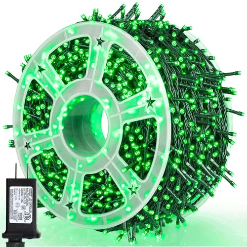 164Ft 500 LED Green St. Patrick's Day Lights, Waterproof 8 Twinkle with Memory Functions Green String Lights for Indoor Outdoor Tree Garden St. Patrick's Day Decoration - color: Green, size: 164FT