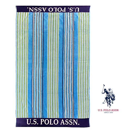 U.S. POLO ASSN. Oversized (40” x 70”) Striped Nautical Design Beach Towel - Luxury Plush Cotton Hotel Quality for Bath, Pool - Port Stripe - color: Port Stripe, size: 40" x 70"