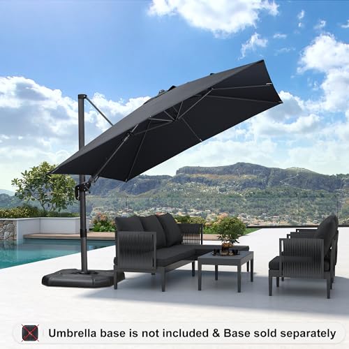 PURPLE LEAF 9.8' X 9.8' Left-right Tilting Patio Umbrella Outdoor Cantilever Swivel Square Umbrella Aluminum Offset Umbrella with 360-degree Rotation for Garden Deck Pool Patio Grey - color: Grey, size: 10' X 10', style: Left-right Tilt