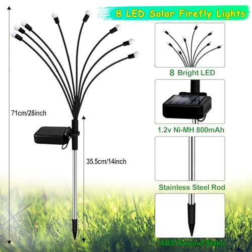 Kohlrabi Solar Garden Lights Outdoor, 6 Pack 48 LED Solar Firefly Lights Waterproof, Sway by Wind, Swaying Light for Yard Patio Backyard Garden Planter Flower Bed Pathway Outdoor Decoration - color: Multicolor, size: 6 pack