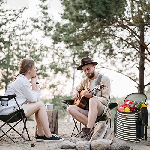 Camping Cooler Backpack 30 45 Cans, Soft Backpack Coolers Insulated Leak Proof Travel Cooler Bag Waterproof Lunch Picnic Beach Work Trip Thermal Bag Drink Beverage Beer Bag Cooler - color: Black White Stripe, size: 30 Cans