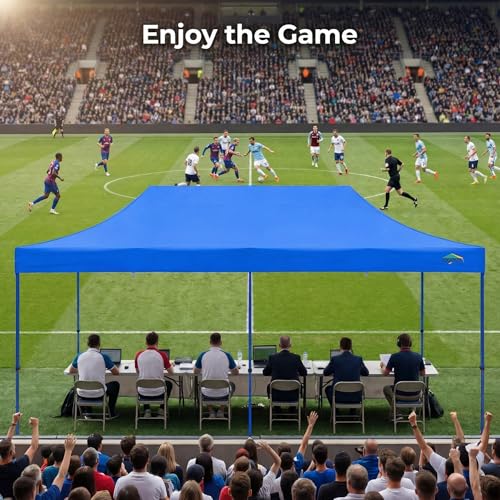 COBIZI 10x20 Heavy Duty Pop Up Canopy Tent with 6 Sidewalls Thicken Frame, Commercial Easy Up Outdoor Wedding Party Tents, All Season Waterproof Windproof with Stakes Sandbags Ropes Roller Bag, Blue - color: Blue, size: 10x20