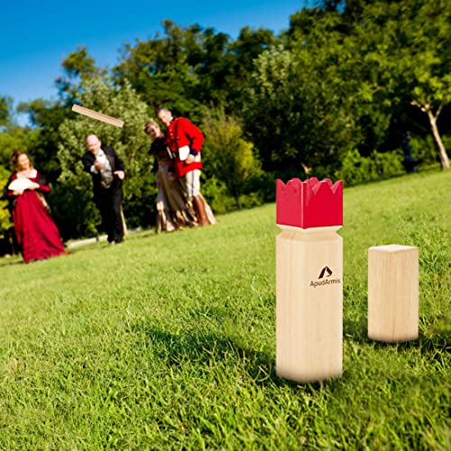 ApudArmis Kubb Yard Game Set, Viking Chess Outdoor Clash Toss Yard Game with Carrying Case - Rubber Wooden Backyard Lawn Games Set for Teenagers Adults Family - color: Burlywood