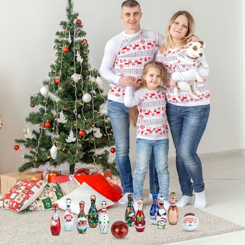 Christmas Bowling Set for Kids Toddler Party Supplies, Christmas Bowling Game for Kids Bowling Pins Bowling Balls for Family Indoor Outdoor Party Games Kids Party Decor, Winter Holiday Games for Kids