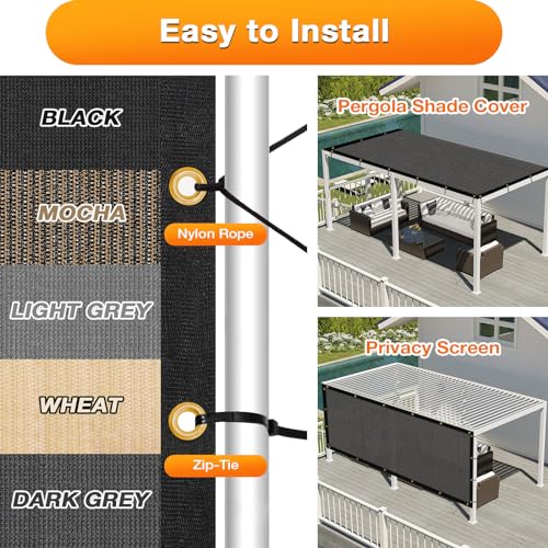 Artpuch Outdoor Pergola Shade Cover 4x4 FT Sun Shade Cloth with Grommets Dark Grey Commercial Grade Patio Privacy Screen Shade Canopy (Customized Available) GN04 - color: Dark Grey, size: 4' X 4' Customized