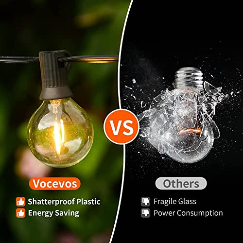 Outdoor String Lights 200FT 2-Pack LED Outside Waterproof Patio Lights Backyard Heavy-Duty Shatterproof Plastic G40 Bulbs 0.6W Efficient Connectable Globe Light Decor Yard Café Exterior - color: Black Wire, size: G40 200FT