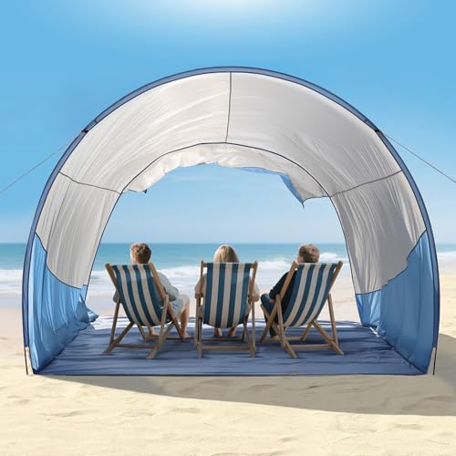 Beach Shade, The Classic Wind-Supported Beach Canopy with UPF 50+ Protection, 7.5ft Tall, Portable & Easy Setup Beach Sun Shelter for 3-6 People - color: Sky Grey
