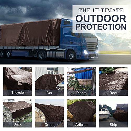 Waterproof Tarp Heavy Duty 9 Mil Thick Material - 10 x 12 Feet, Brown Sliver - color: 9mil Brown/Silver, size: 10x12 FT
