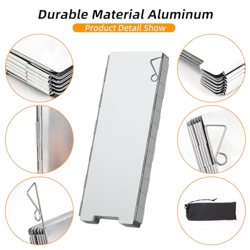 RioRand Folding Ultralight Camping Stove Windscreen Portable Backpacking Stove Windshield, Backpack Windscreen for Butane/Backpacking Stoves, Camp Windshield for Outdoor Camping, Hiking, BBQ 12 Plates - size: 12 Plates