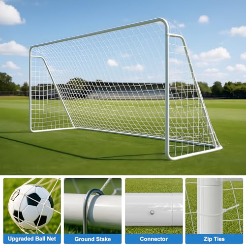MOPHOTO Soccer Goal, 6X4/8x6/10x6.5/12x6/16x7/18.5x6.5/21x7/24x8ft Soccer Goals for Backyard, Full Size Soccer Goal for Teens & Adults Training - size: 12x6FT, style: Alloy Steel