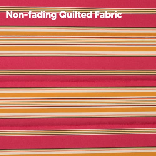 SUNCREAT Double Hammock Quilted Fabric Swing with Spreader Bar, Detachable Pillow, 55” x79” Large Hammock, Red Stripes - color: Red Stripes