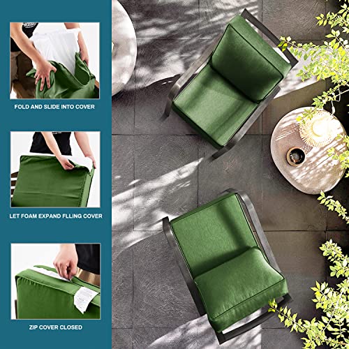 ARTPLAN Deep Seat Outdoor Patio Chair Cushions,2-Piece Seat and Back Cushion Set 24x24x6 and 18x24 Inches,Square,Invisible Green - color: Invisible Green