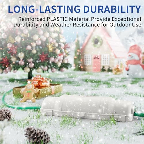 3 Pack Outdoor Extension Cord Safety Cover with Waterproof Seal IP54 Water-Resistant, Weatherproof Electrical Connection Box with 2 Latches, Plug, Socket, Holiday Decoration Light, White - color: White, size: 3 Pack