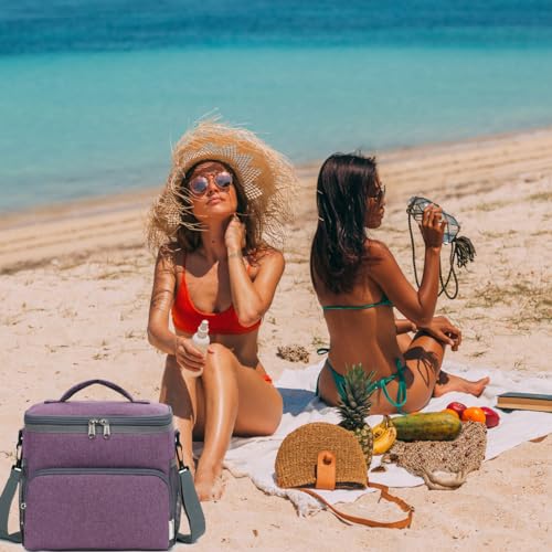 GYEUKHAM Unisex Insulated Lunch Bag, Purple, 10.2" x 7.5" x 9" - color: Purple