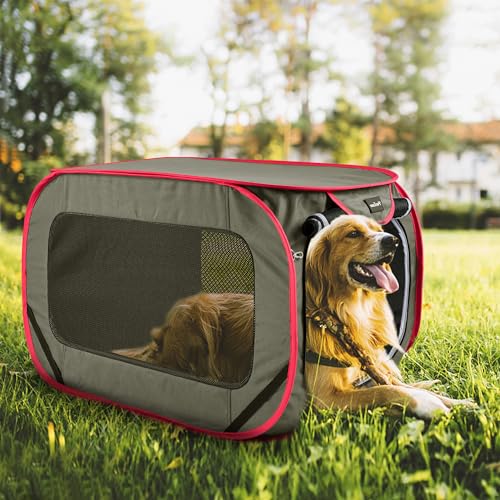 Large Pop Up Kennel,Collapsible Travel Pet Crate, Indoor and Outdoor Portable Dog Enclosure, Portable Pet Car Seat Kennel (Coffee, Large) - size: Large