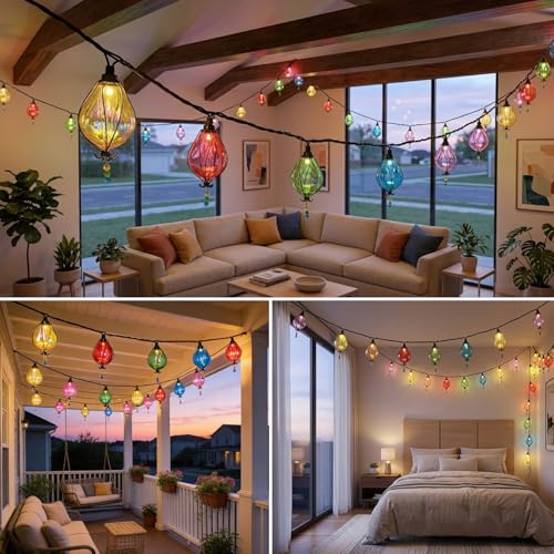 Vigdur Multicolor Outdoor String Lights with 10 Bulbs Connectable Waterproof, Indoor Outdoor Patio Light for Party Wedding Bedroom Cottagecore Decor - color: Culinan
