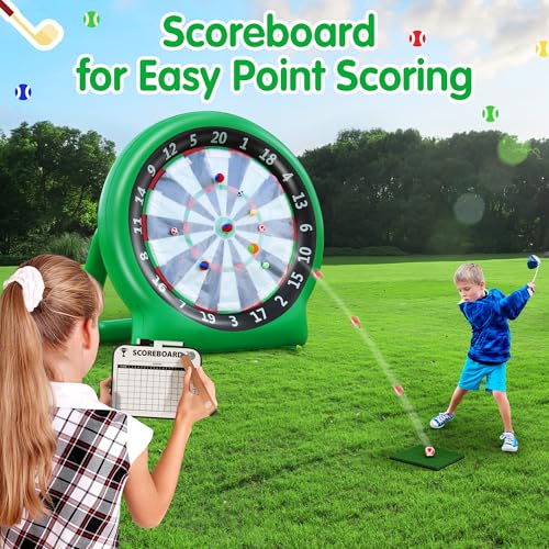 6FT Inflatable Dartboard, Giant Kick Darts Soccer Darts Golf & Throw Darts with Air Pump, Giant Outdoor Games, Blow up Soccer Darts for Yard Party Large Dartboard for Kids & Adults 20+Games - color: Green
