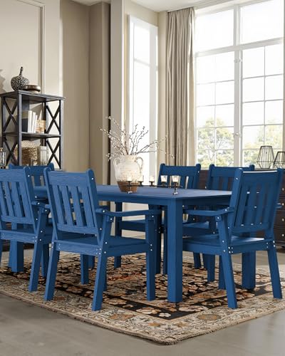 YEFU Patio Dining Chairs Set of 4: All Weather Outdoor Dining Chairs with Wide Curved Seat and Backrest - Outdoor Furniture Plastic for Outside Backyard/Garden/Porch/Deck 350lbs Capacity Blue - color: Blue, size: 4 Chairs