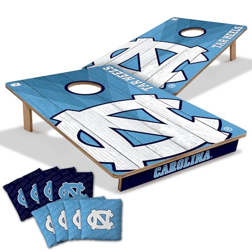 YouTheFan NCAA 2’ x 3’ Wood Cornhole Game with Logo Bags - color: North Carolina Tar Heels, size: 2' X 3'