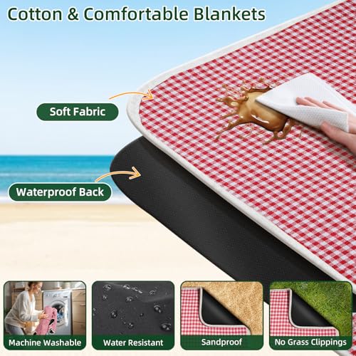 Picnic Basket for 2 with Waterproof Picnic Blanket, Wicker Picnic Set Kit with Cooler for Beach, Insulated Picnic Baskets, Bridal Shower Gift Wedding Gifts with Mr Mrs Wine Glasses and Greeting Card - color: Wedding Gift Style Red and White
