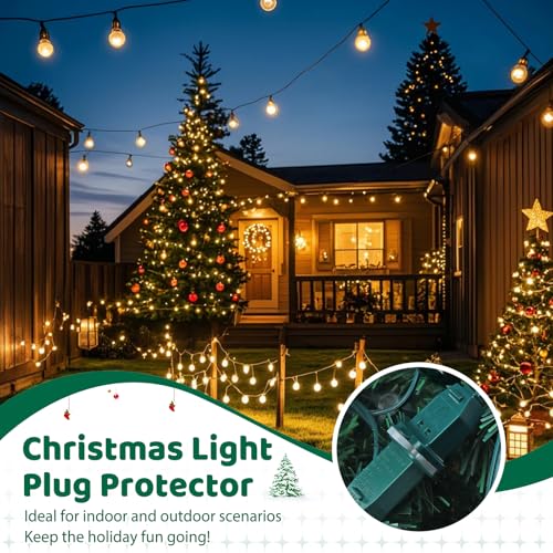 25 Sets Plug Protectors Covers and Weatherproof Gaskets, Outdoor Waterproof Outlet Plug Covers for Christmas Lights, Extension Cords, GFCI Tripping Prevention, Fit 2 or 3 Pronged Plugs - style: 25 Sets White Weatherproof Plug Covers