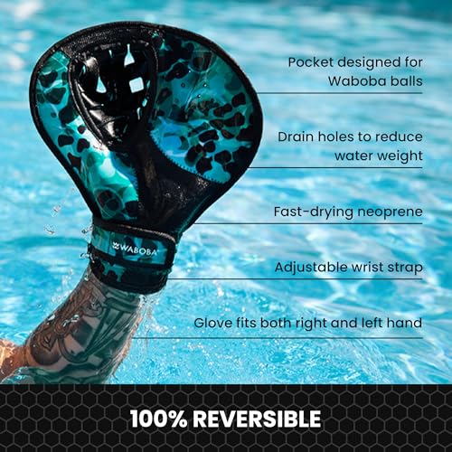 Waboba Catch Water Gloves Pro Water Bouncing Ball Set - for Beach Games & Swimming Pool Toys – 2 Baseball Style Mitts for Catching Water Balls – One Size Ambidextrous Design, Black
