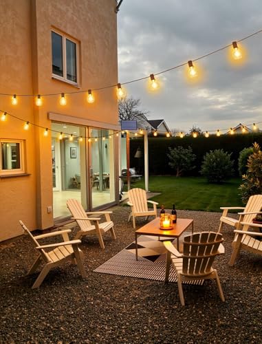 Larkvue 25FT Solar String Lights Outdoor with Remote, Waterproof Dimmable 3 Modes Patio Lights with 10+1 LED Shatterproof G40 Bulbs for Wedding-Brown - color: Brown