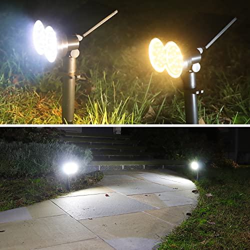 K KASONIC - Solar Spot Lights Outdoor, Waterproof LED Solar Landscape Spotlights, Wall & Ground Lights Dark Sensing Auto On/Off, Garden Lights for Yard Pathway Walkway, Daylight & Warm White, 2 Pack