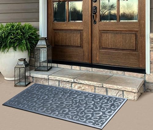 A1 Home Collections Horseshoe Design Rubber Pin Welcome Door Mats 30" x 60" for Door Entrance, Fun Designed Doormat, Welcome Mats for Front Door Non-Slip Backing Rubber Doormat - color: Rubber Horse Shoe