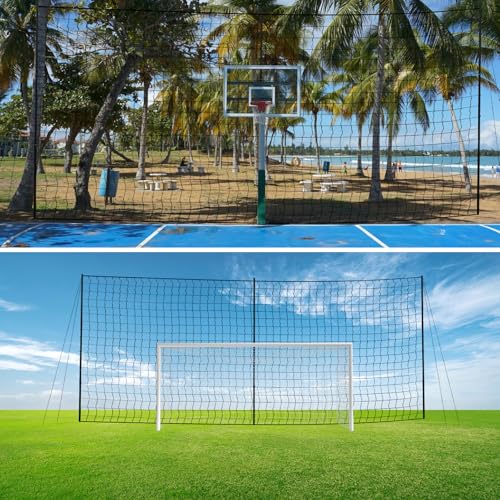 Backstop Net System for Backyard – Heavy Duty Sports Barrier Net with Steel Posts, Movable/Socketed Ball Stop Net for Soccer, Baseball, Training - size: 30FT Wide, style: Socketed-1.75 Inch Net