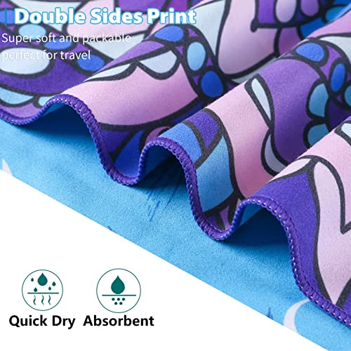 2 Pack Microfiber Oversized Lightweight Beach Towel 71"x32" XL Extra Large Thin Sand Free Towels Travel Swim Pool Yoga Gym Camping for Adults Women Men Beach Essentials Accessories Vacation Gift - color: Turtle Mandala