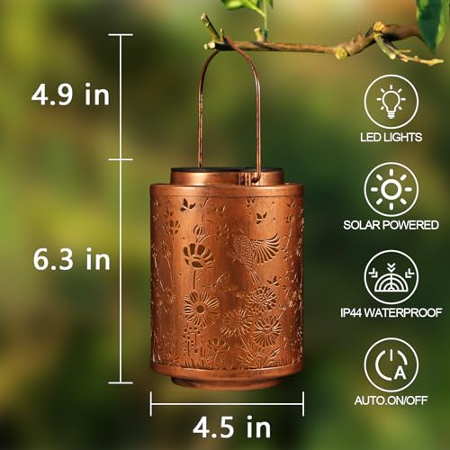 Solar Lanterns Garden Decor Birthday Gifts for Women Mon Grandma Metal Hanging Solar Lights Waterproof Outdoor Decoration for Outside LED Lanterns for Yard Patio Lawn (Birds) - style: Birds