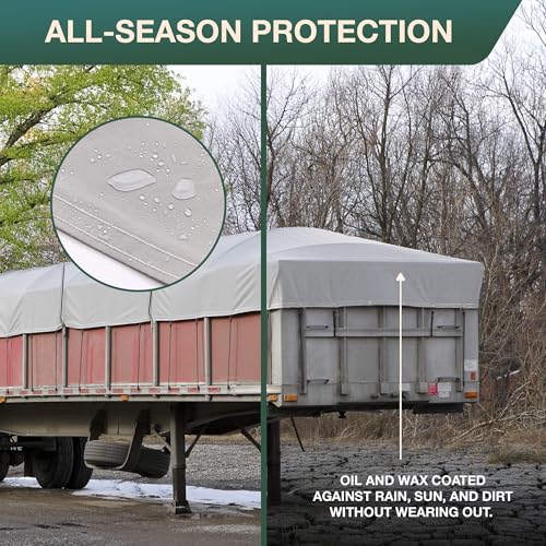 CCS Waterproof Canvas Tarp Cover – Heavy Duty Duck Cloth, Waxed Canvas Tarpaulin with Rustproof Brass Grommets for Camping, Construction, Equipment & Outdoor Use (Grey, 6x8 Ft) - color: Gray, size: 6 by 8 Feet