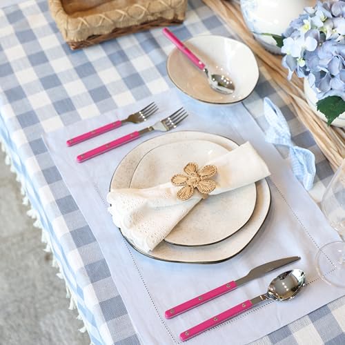 ANNOVA Silverware Set, Retro/Rivet Colorful Stainless Steel Tableware Kitchen Flatware Set Utensils, Includes Dinner Knives, Forks, Spoons, Salad Forks & Dessert Spoons (Pink, 10 Pieces) - color: Pink