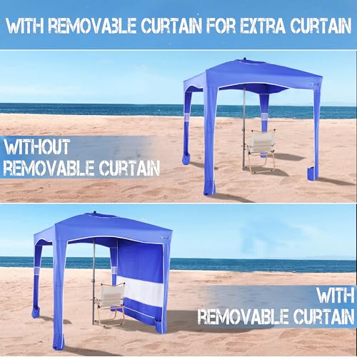 UPWELL Beach Tent Easy Set Up Canopy Sun Shelter Shade with UPF 50+UV Protection Portable Beach Umbrella Outdoor Sunwall with Sand Pockets for Fishing Backyard Camping (Blue) - color: Mediterranean