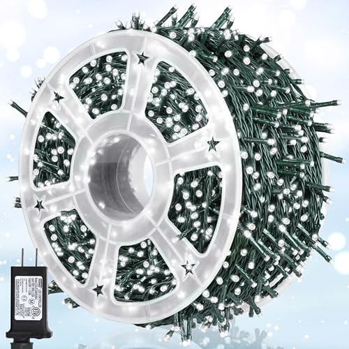 164Ft 500 LED White Christmas Lights, Waterproof 8 Twinkle with Memory Functions Christmas Tree Lights for Indoor Outdoor Christmas Tree Garden Decoration (164FT, White) - color: White, size: 164FT