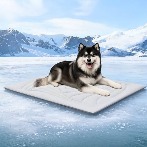 Dog Cooling Mat, 59"x40" Cooling Mat for Large Dogs, Arc-Chill Cold Fabric Delivers Rapid and Lasting Cool (Q-Max>0.5), Portable & Washable Pet Pad for Summer - color: Grey, size: XX-Large