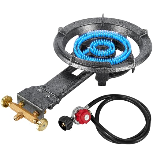 Bestfire 13" Single Propane Burner Stove 90,000 BTU Cast Iron Portable Outdoor Burner with 0-20 PSI Adjustable Regulator and 4ft Hose Perfect for Outdoor Wok Cooking - color: 13“ wok burner
