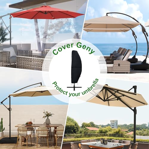 Patio Umbrella Cover Fits 12-14Ft Cantilever Umbrella, Waterproof 600D Heavy Duty Offset Umbrella Covers with Extended Support Pole and Zipper for Easy On Off, Outdoor Parasol Covers with Storage Bag. - size: Fits Offset Umbrella 12 -14 Feet DIA