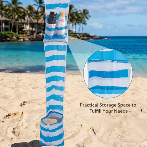OLIXIS 6'×6' Beach Cabana Tent Sun Shelter – UPF 50+ Easy Setup Cool Canopy Tent Sun Shade with Side Wall, Cool Cabanas Tents, Wind Resistant Beach Cabana for Whole Family - color: Light Blue Stripes, size: 6x6 ft