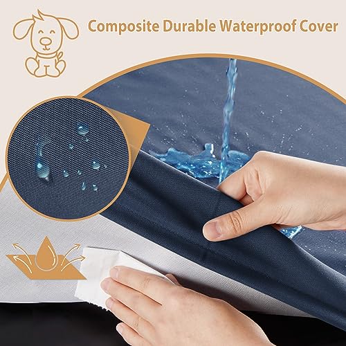 BFPETHOME Outdoor Dog Beds for Large Dogs, Waterproof Dog Bed for Medium, Large, Extra Large Dogs, Orthopedic Dog Bed with Removable Washable Cover, Egg Crate Foam Pet Bed Mat. (47 x 29 in, Navy) - color: Navy, size: 47.0"l X 29.0"w X 3.5"th