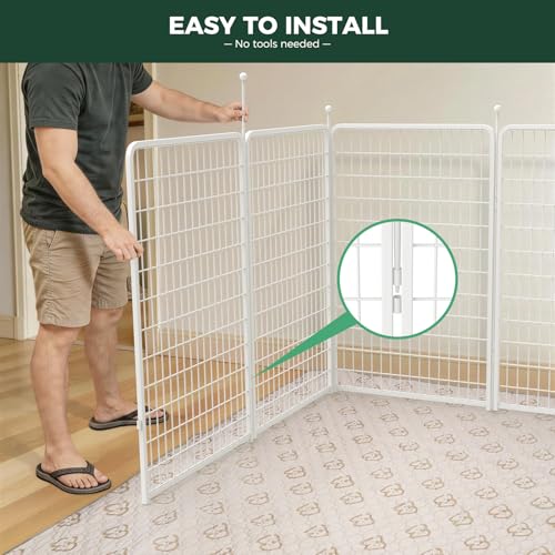 FXW Rollick Unleashed Dog Playpen for Indoor, Yard, RV Camping, 50 inch 16 Panels for Large Dogs, White│Patented - color: White, size: 50"H