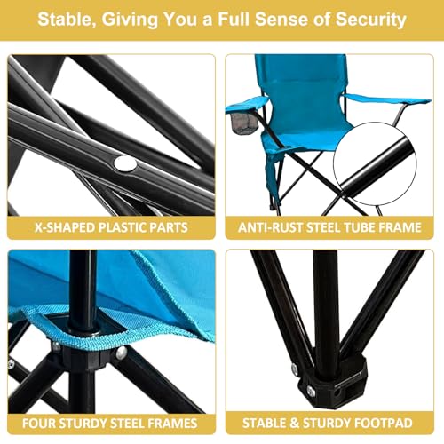 Camping Chair 2 Pack Portable Folding Chair with Cup Holder and Cooler Bag, 285lbs Capacity, Upgraded Foldable Chair for Outdoor, Beach, Fishing, Backpacking, Sky Blue - color: Sky Blue