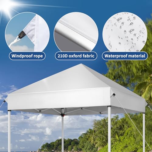 Outvita 5x5 Pop Up Canopy Tent, Ez Up Outdoor Canopy Tent Instant Shelter with Carry Bag Straight Legs Patio Balcony Porch Backyard Garden - style: 5x5-white